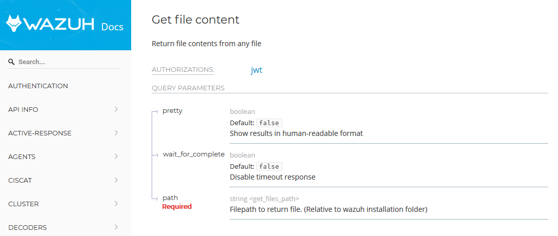 Description of the get_files API on the official docs